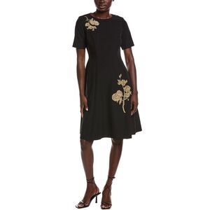 Rene Ruiz Womens  Embroidered Cocktail Dress, Black